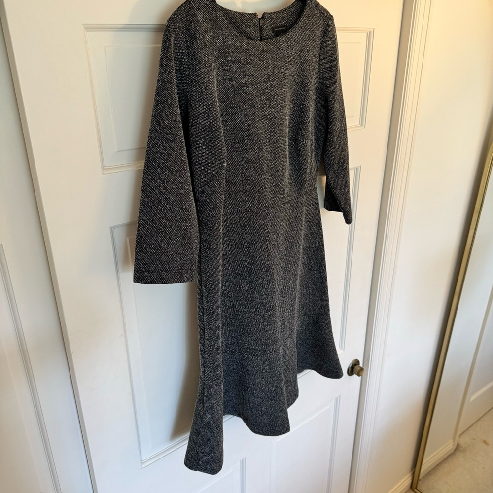 Ann Taylor Gray Jacquard Fit and Flare Dress